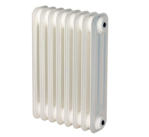 Klassisk vit sektionsradiator för vattenburet värmesystem installerad av Vasa VVS