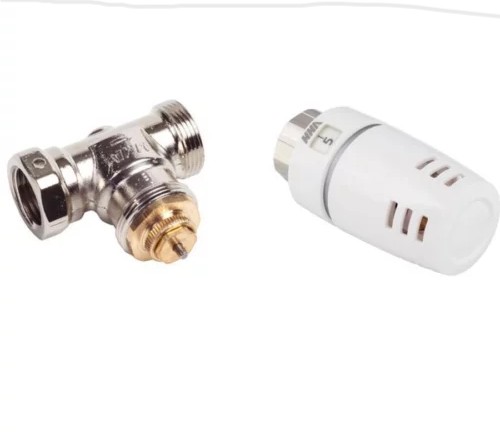 Radiatorventil med termostat 28 grader för vattenburen radiator installerad av Vasa VVS